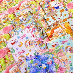 Cartoon Cute Little Bear Life Picture patchwork Fabric Summer thin fabric 100% Cotton poplin Fabric Cute Fabric  for Crafting, Skirts