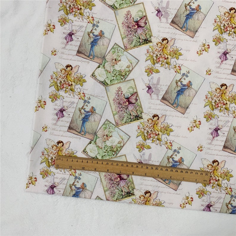 Tissu féerique, jardin féerique, fleurs nocturnes, jardin féerique, tissu en coton Michael Miller fées, pétale rose, fées, tissu image 6