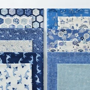 Blaue Blumen Drucken und Färben 100% Baumwollstoff Vintage-Stoff im chinesischen Stil Perfekt zum Basteln, Gesichtsmasken, Kissen, Handwerk
