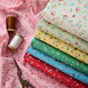 GARDEN Fabric Mini FLORAL cotton Thin poplin fabric spring Floral Tiny Print Fabric , Leaf fabric, craft and clothing, quilting Handmade