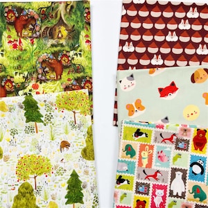 Forest animals Cotton Fabric -100% COTTON Fabric Summer Green Quilting Fabric Digital Textile Printing Craft Fabric Material child Fabric