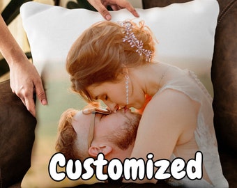 Personalized Velvet Throw Pillow Case, Custom Photo Gift (16x16'')