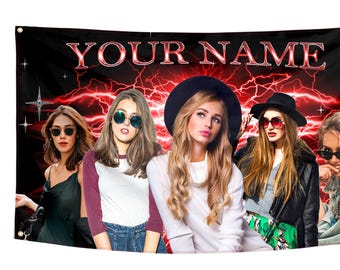 Custom Flag Print Image Custom Bootleg Rap Banner Personalized Gift Girlfriend Boyfriend Tapestry with Face Photo Vintage Wall Decor