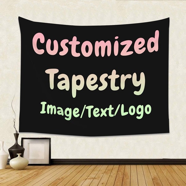Benutzerdefinierter Wandteppich Personalisierte Kulisse mit Fotobild-Logo Kundenspezifische Wandbehang für Ereignisgeschenk