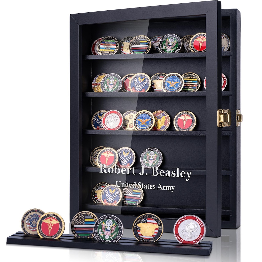 Moskov Display Coin Military Challenge Coin Display Case 11x14in, Medal Shadow Box With ...