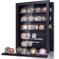 Military Challenge Coin Display Case 11x14IN, Medal Shadow Box with Real Glass and Pine Wood, Removable Shelves, Wall-Mount Coin Holder