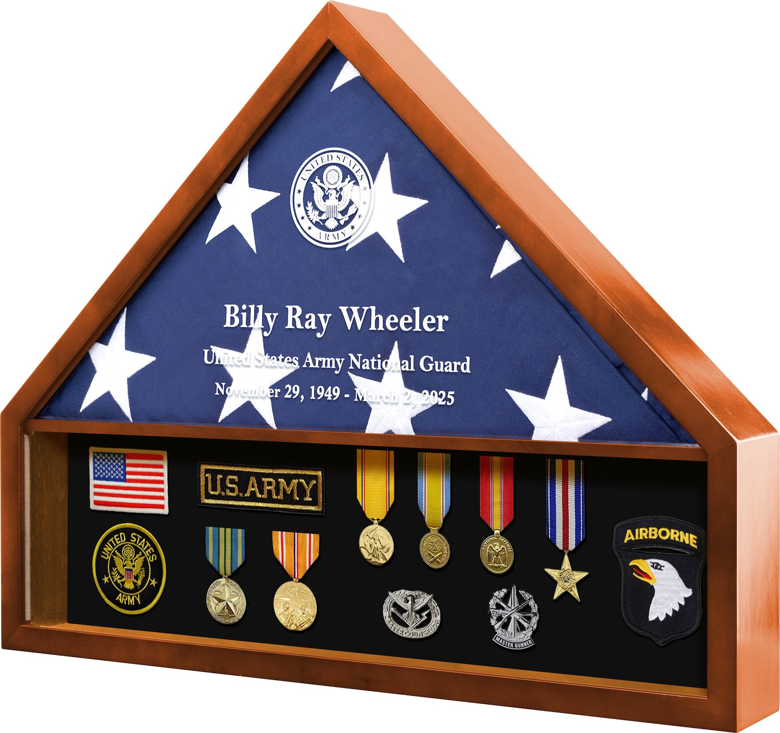 Personalized Military Memorial Display Case for Burial Flag Real Glass ...