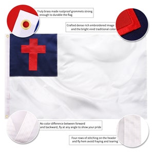 Embroidered Christian Flag 3x5 Outdoor Premium Nylon Heavy - Etsy