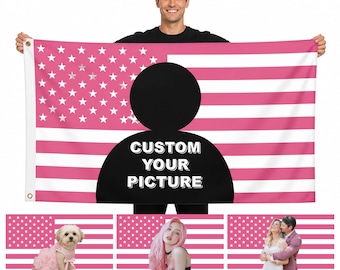 Customized American Flag 3x5 Ft/ 2x3 Ft/ 2.5x4 Ft Personalized Image Tapestry for Dormitories Living Rooms Bedrooms Patriotic Custom Flag
