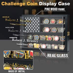 Customized Coin Rack Custom Coin Display Case 11x15 Inch Solid Wood & Glass Front Challenge ...
