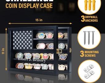 Custom Coin Display Case 11x15 Inch Solid Wood & Glass Front