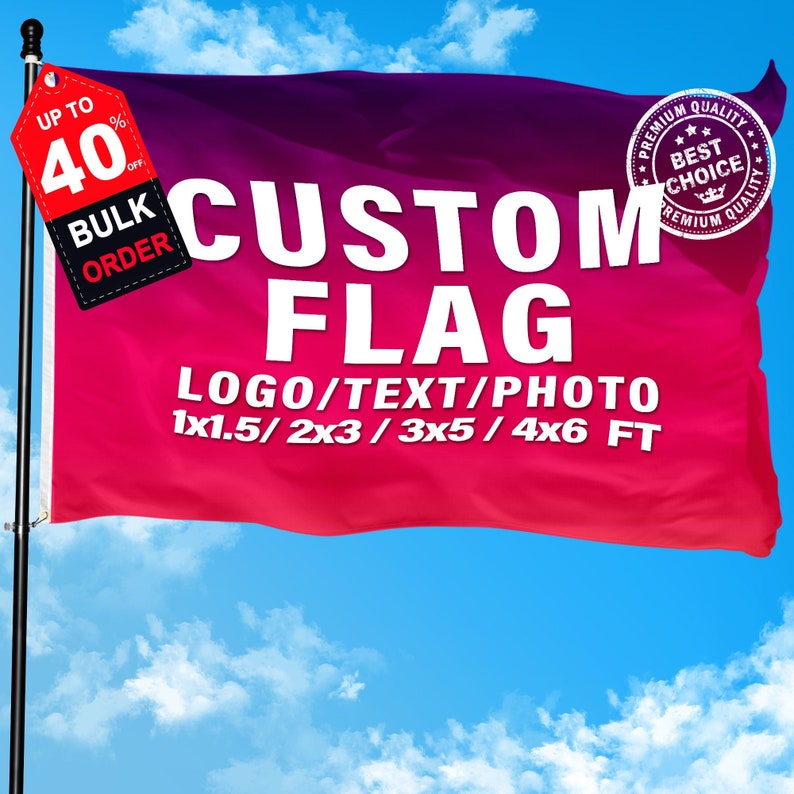 Anpassad flagga: Personlig bild, logotyp, text - Dubbelsidig, 100D polyester bild 1