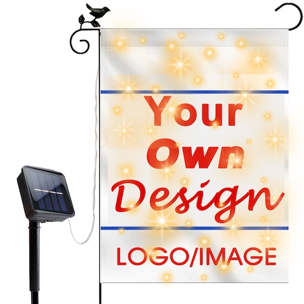 Personalized Lighted Garden Flag for Outside Custom Solar light Led Garden Flag 12x18'' double sided  Lawn Decoration