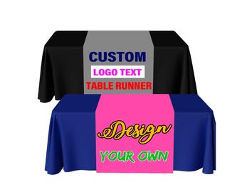 Custom Table Runner 36"x72" with Business Logo Text Personalized Tablecloth Runners Customize Logo for Tradeshow Vendor