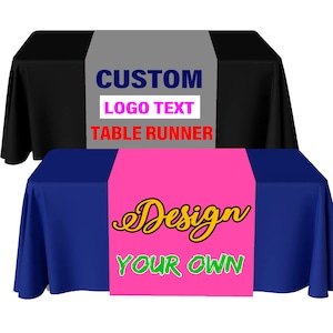 Custom Table Runner 36"x72" with Business Logo Text Personalized Tablecloth Runners Customize Logo for Tradeshow Vendor
