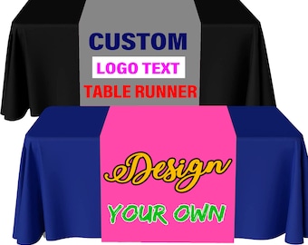 Custom Table Runner 36"x72" with Business Logo Text Personalized Tablecloth Runners Customize Logo for Tradeshow Vendor