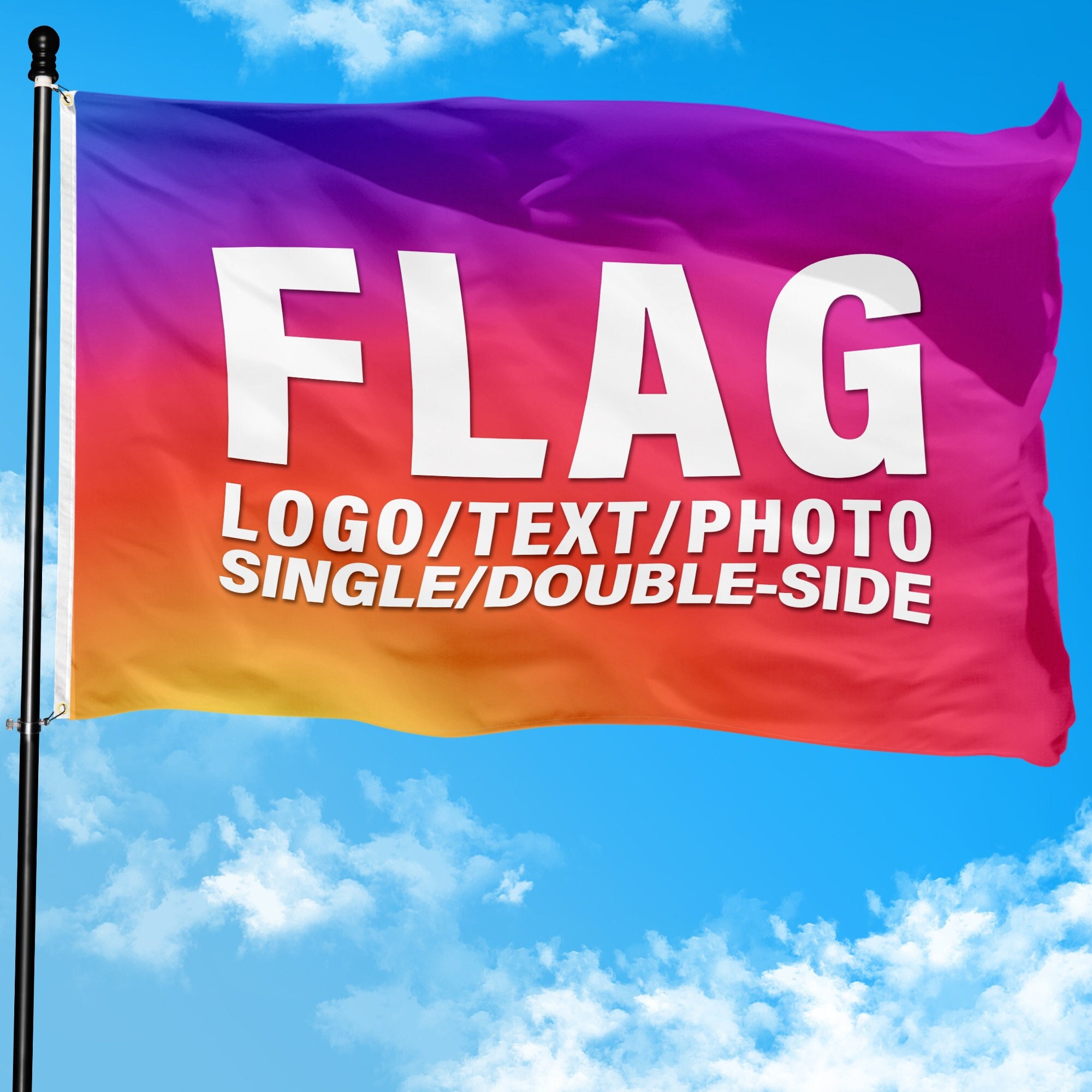 Aangepaste vlag 3 x 5 ft 2 x 3/4 x 6 ft Afbeelding afdrukken Logotekst Enkel 3-laags Dubbelzijdig reclame Gepersonaliseerd cadeau Buitenbanner Muurdecoratie
