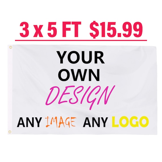 Bandera personalizada de 3 x 5 pies, diseño de banderas personalizadas de  doble cara para exteriores, imprime tu propia imagen/logotipo/texto