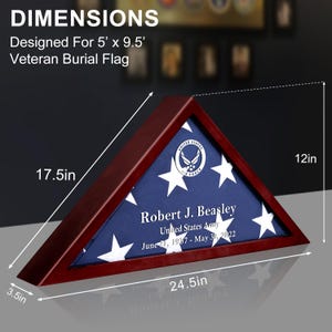 HBCY Creations Flag Display Case For 5' X 9.5' American Veteran Burial Flag - Solid Wood Whitewashed Frame With Glass Front - Wall Mount Or Standing