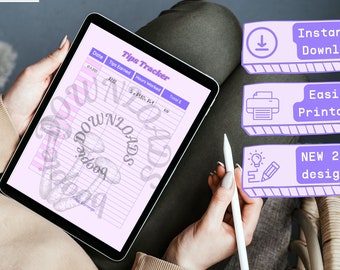 Tips Tracking Sheet, Downloadable Tips Income Tracker, Tip Tracker iPad, Tipped Employee, Tipped Employee, Server Tips, Waiter Tip Tracker,