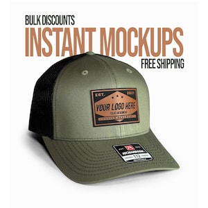 Custom Leather Patch Trucker Hat | Richardson 112 | Personalized Hat with Custom Logo | Custom Company Logo Snapback Promotional Gift