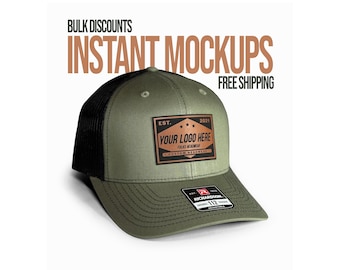 Custom Leather Patch Trucker Hat | Richardson 112 | Personalized Hat with Custom Logo | Custom Company Logo Snapback Promotional Gift