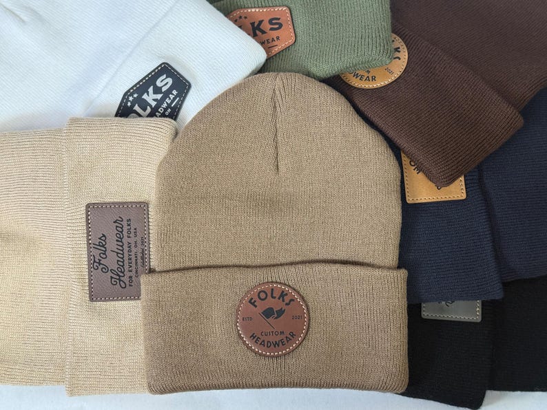 Custom Leather Patch Beanies | Personalized Beanie Hats with Custom Logo | Unisex Winter Hat | Company Logo Gift image 1