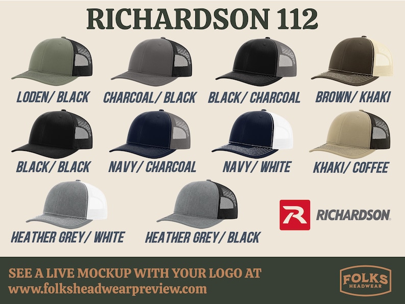 Gorra trucker con parche de cuero personalizado / Richardson 112 / Gorra personalizada con logotipo personalizado / Gorra snapback promocional con logotipo de empresa personalizado imagen 4