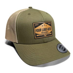 Custom Leather Patch Trucker Hat | Personalized Hat with Custom Logo | Custom Company Logo Snapback Promotional Gift image 10