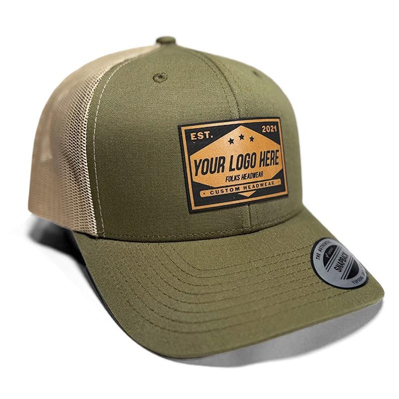 Custom Leather Patch Trucker Hat | Personalized Hat with Custom Logo | Custom Company Logo Snapback Promotional Gift image 10