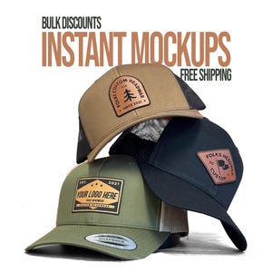 Custom Leather Patch Trucker Hat | Personalized Hat with Custom Logo | Custom Company Logo Snapback Promotional Gift