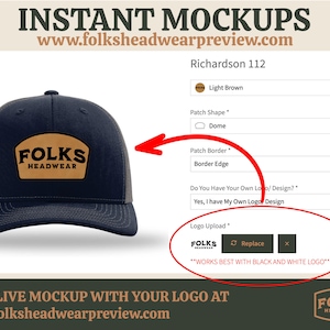Gorra trucker con parche de cuero personalizado / Richardson 112 / Gorra personalizada con logotipo personalizado / Gorra snapback promocional con logotipo de empresa personalizado imagen 3