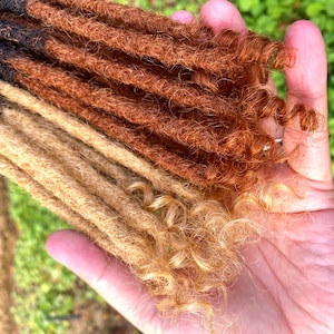 Ombre Human Hair Loc Extensions With Curly Tips , Hand-made locs (10 Locs / Bundle)
