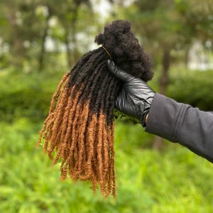 Textured Curly Tips Loc Extensions | Ombre Textured interlocked Human hair Dreadlock extensions with Honey Tips