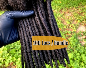 100 LOCS Human Hair Loc Extensions ,Permanent Human Hair Dreadlock Bundles, Natural Black Color