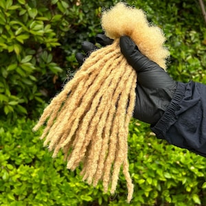 Honey blonde Color Textured Human Hair Loc Extensions , Interlocked Dreadlock Extensions, Permanent Loc Extensions Human Hair