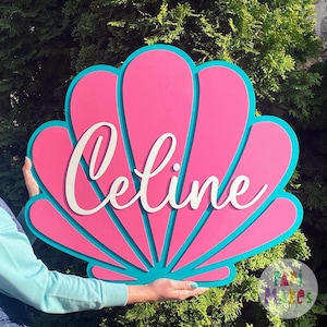 Personalized Seashell Name Sign - Under The Sea Wooden Sign - Ocean Inspired - Custom Colors - Nursery Name Sign - Beach House Decor