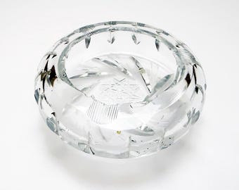 Vintage Rare Collectable European Art Glass Crystal Ashtray w/ Minor Damages