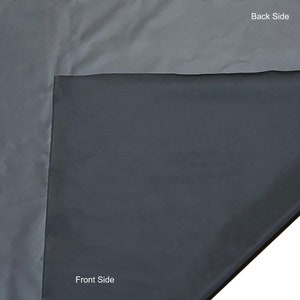 May include: A folded, two-toned fabric with a dark gray front side and a lighter gray back side. The image shows the contrast between the two sides, with the text "Front Side" and "Back Side" labeling each.