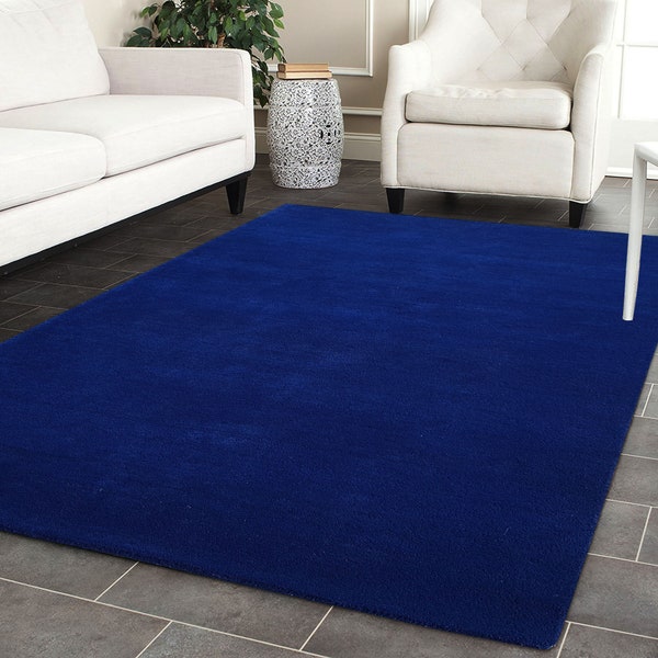 Woolen Handmade Modern Hand Tufted Multi Designer Wool Tuft Rug 4x6 5x7 5X8 8X10 9X12 Large Area Rug 100% New Zealand Woolen Rug colour Blue