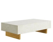 Bone Inlay Coffee Table in Grey White Colour Bone Inlay Wooden Coffee table Bone Inlay Stripe Design