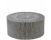 Handmade Egyptian Stripe Bone Inlay Coffee Table in White Black Color Centre Table Modern Bone Inlay furniture