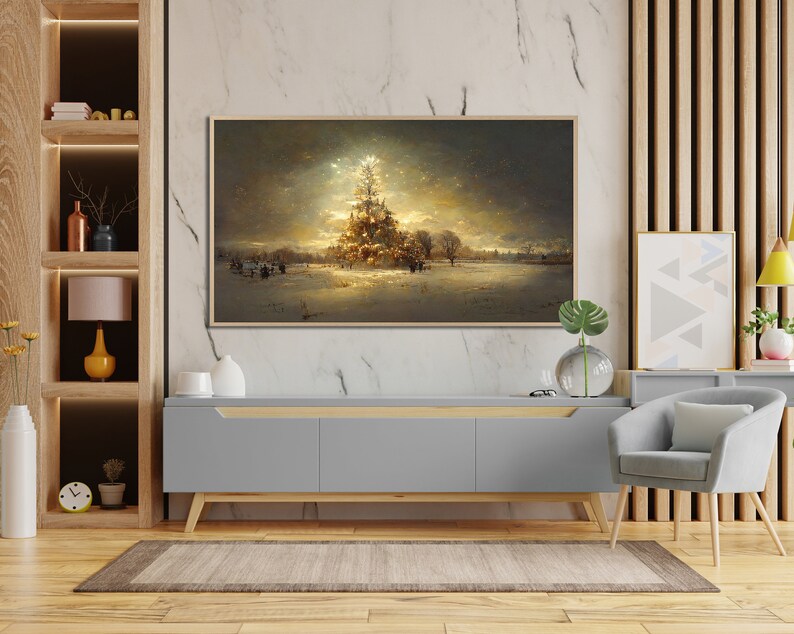 Samsung Frame TV Art Christmas Tree Holiday Winter Landscape Etsy