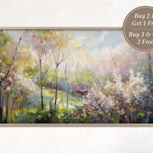 Samsung Frame TV art, Spring Landscape Wildflower Oil Painting Floral Samsung Frame TV Flowers Art Home and Wall Décor Digital Download