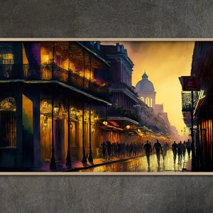 Samsung Frame TV art, Mardi Gras Bourbon Street Painting Samsung Frame TV Art Home and Wall Décor Digital Download