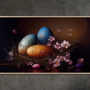 Samsung Frame TV art, Easter Egg Floral Painting Samsung Frame TV Art Home and Wall Décor Digital Download