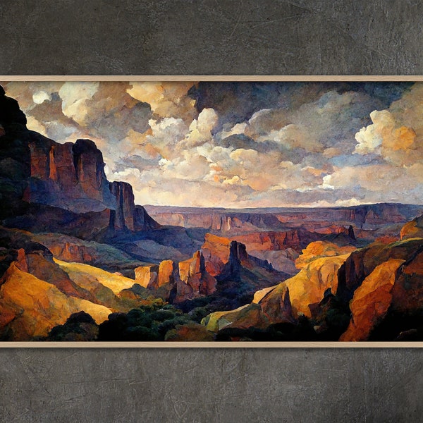 Samsung Frame TV art, Grand Canyon Southwest Landscape Painting Samsung Frame TV Art Home and Wall Décor Digital Download