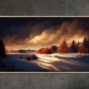 Samsung Frame TV art, Christmas  Holiday Winter Landscape Painting Samsung Frame TV Art Home and Wall Décor Digital Download
