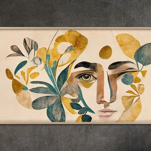 Samsung Frame TV art, Abstract Floral Portrait Painting Samsung Frame TV Art Home and Wall Décor Digital Download