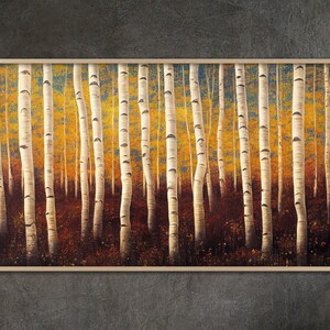 Samsung Frame TV art, Birch Tree Grove Fall Landscape Painting Samsung Frame TV Art Home and Wall Décor Digital Download